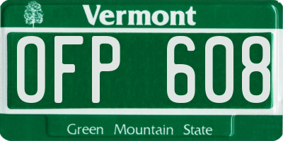 VT license plate OFP608