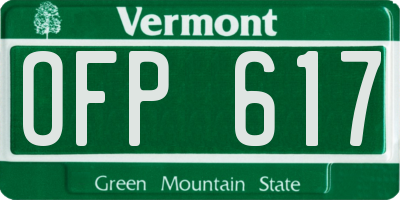 VT license plate OFP617