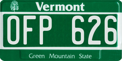 VT license plate OFP626