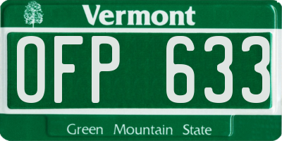 VT license plate OFP633