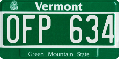 VT license plate OFP634