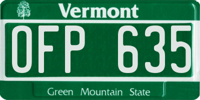 VT license plate OFP635
