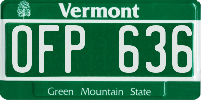 VT license plate OFP636
