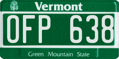 VT license plate OFP638