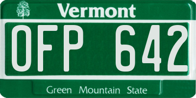 VT license plate OFP642