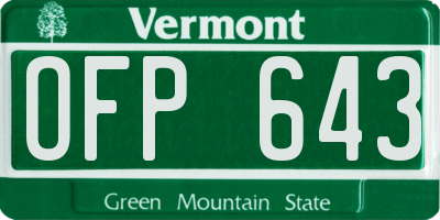 VT license plate OFP643