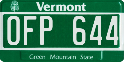 VT license plate OFP644