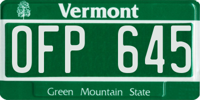 VT license plate OFP645