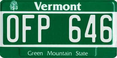VT license plate OFP646
