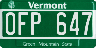 VT license plate OFP647