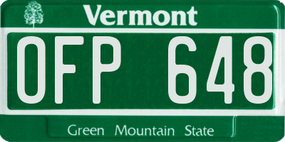 VT license plate OFP648