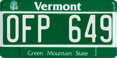 VT license plate OFP649