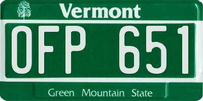 VT license plate OFP651