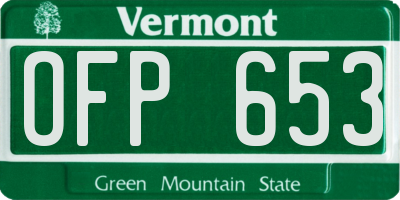 VT license plate OFP653