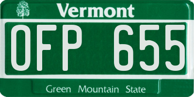 VT license plate OFP655