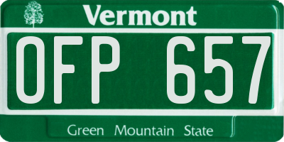 VT license plate OFP657