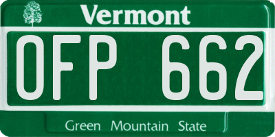 VT license plate OFP662