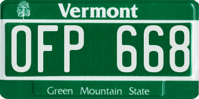 VT license plate OFP668