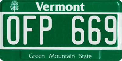 VT license plate OFP669