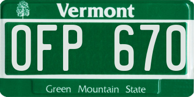 VT license plate OFP670
