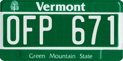VT license plate OFP671