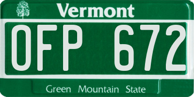 VT license plate OFP672
