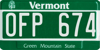 VT license plate OFP674