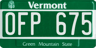 VT license plate OFP675