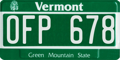 VT license plate OFP678