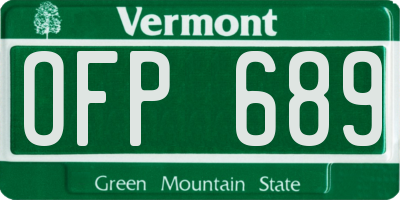 VT license plate OFP689