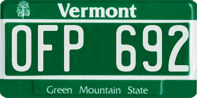VT license plate OFP692