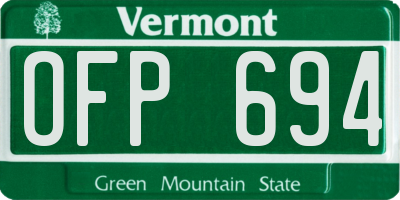 VT license plate OFP694
