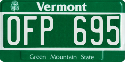 VT license plate OFP695