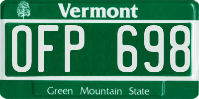 VT license plate OFP698