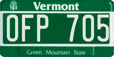 VT license plate OFP705