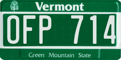 VT license plate OFP714
