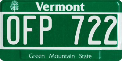 VT license plate OFP722