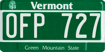 VT license plate OFP727