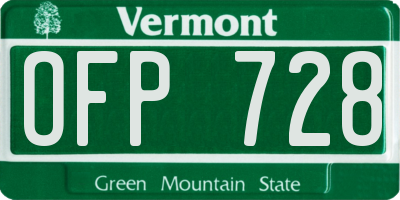VT license plate OFP728