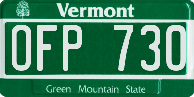 VT license plate OFP730