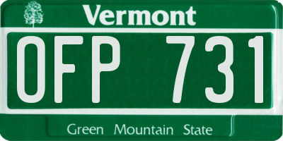 VT license plate OFP731