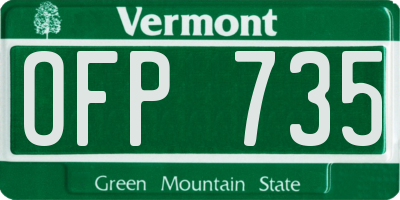 VT license plate OFP735