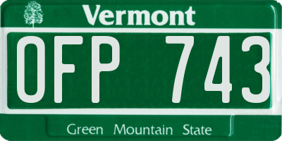 VT license plate OFP743