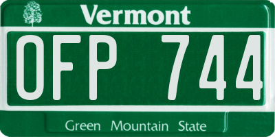 VT license plate OFP744