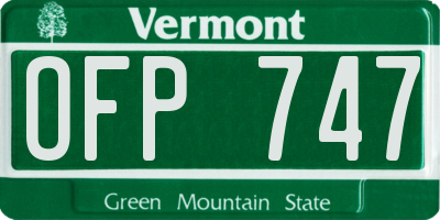 VT license plate OFP747