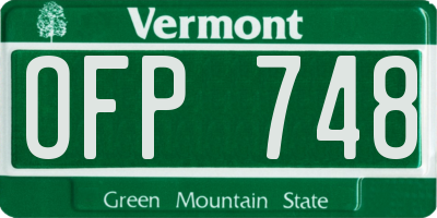 VT license plate OFP748
