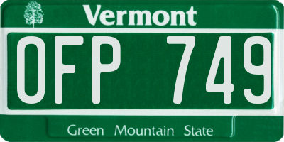 VT license plate OFP749