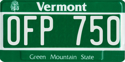 VT license plate OFP750