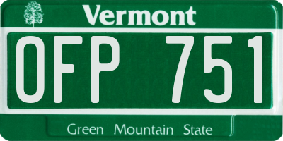 VT license plate OFP751