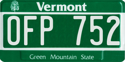 VT license plate OFP752